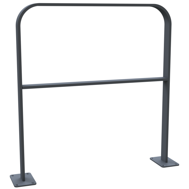 Lean-on hoop made of flat steel | 50 x 12 mm | in bent design | with cross bar | total width: 750 mm | hot-dip galvanized and coated DB 703